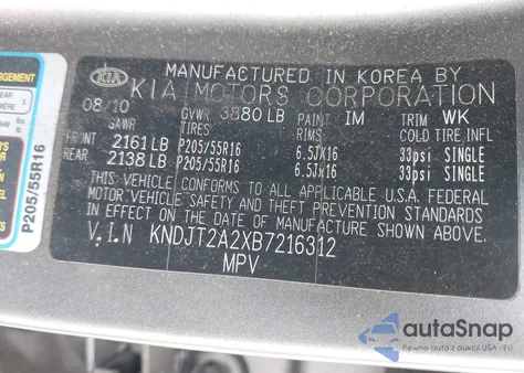 2011 Kia Soul + z USA, uszkodzony, nr VIN KNDJT2A2XB7216312